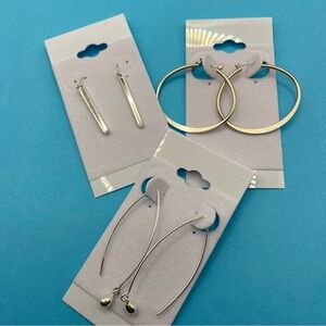 Silver Tone Pierced Earrings Bundle of Three Pairs